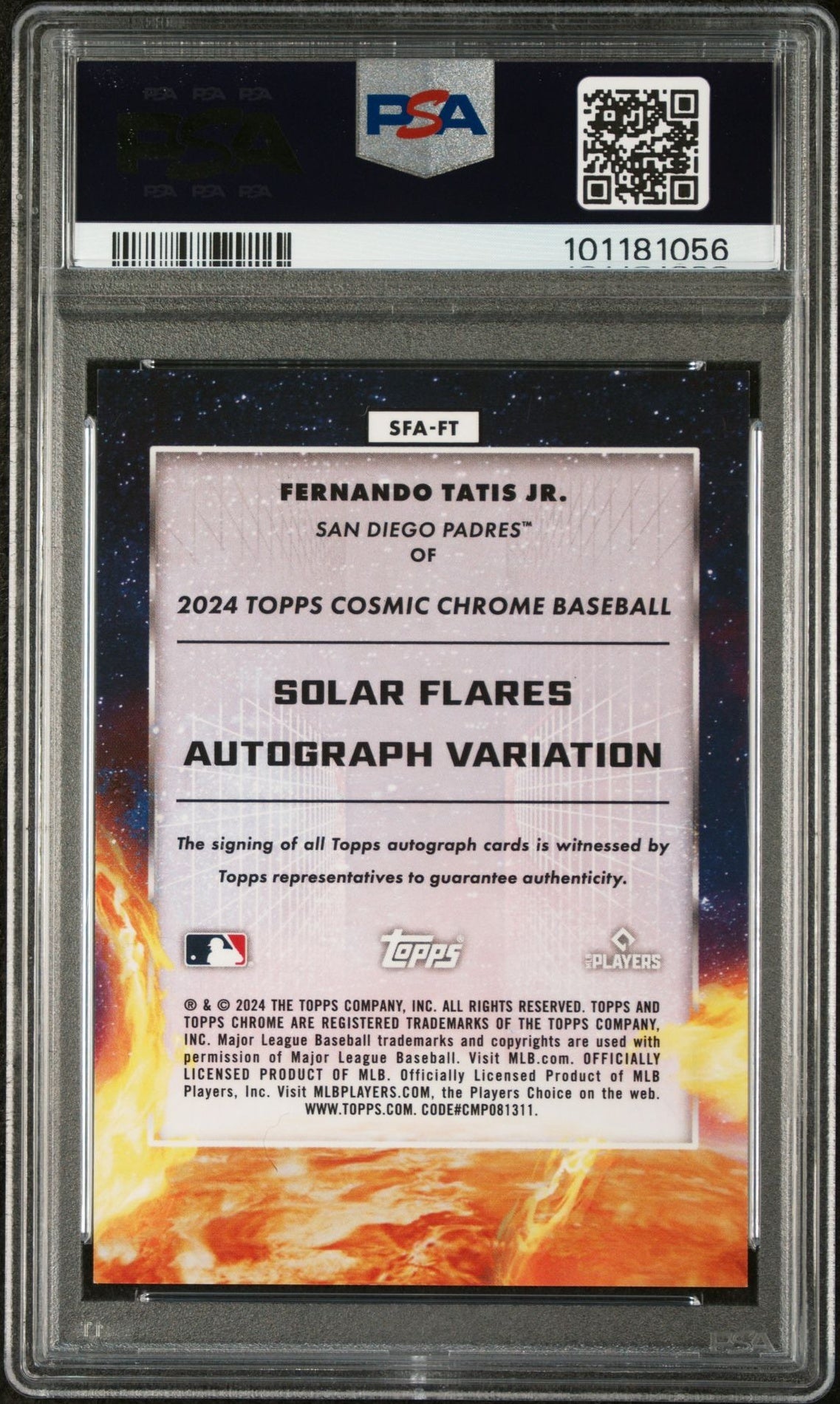 2024 Topps Chrome Cosmic Solar Flare Fernando Tatis Jr. #FT Auto PSA 10