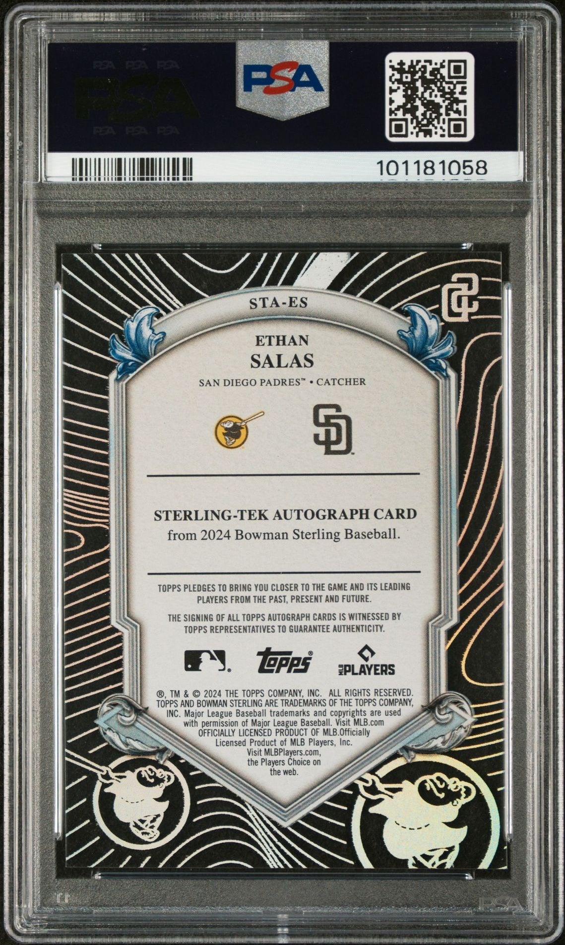 2024 Bowman Sterling Tek Ethan Salas #STAES Auto /50 PSA 10