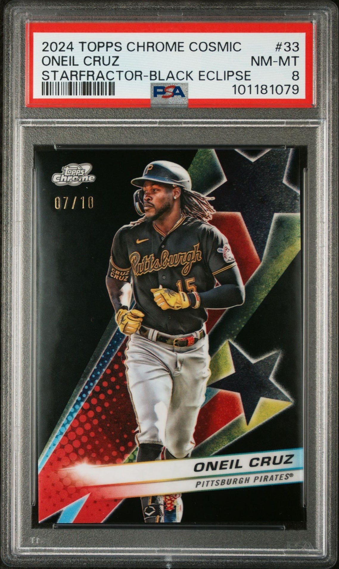 2024 Topps Chrome Cosmic Starfractor ONeil Cruz #33 /10 PSA 8