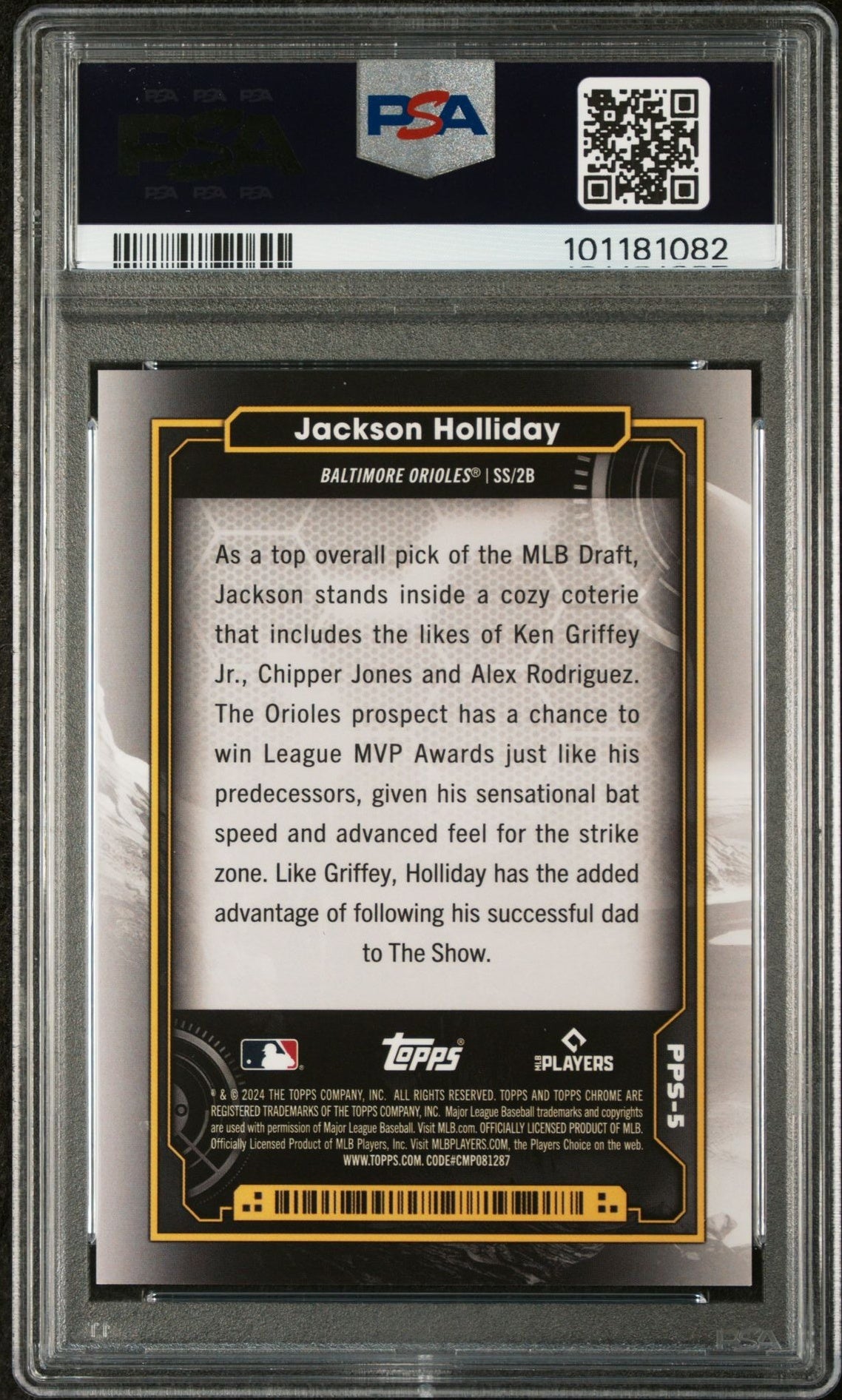 2024 Topps Chrome Cosmic Jackson Holliday #5 RC PSA 10