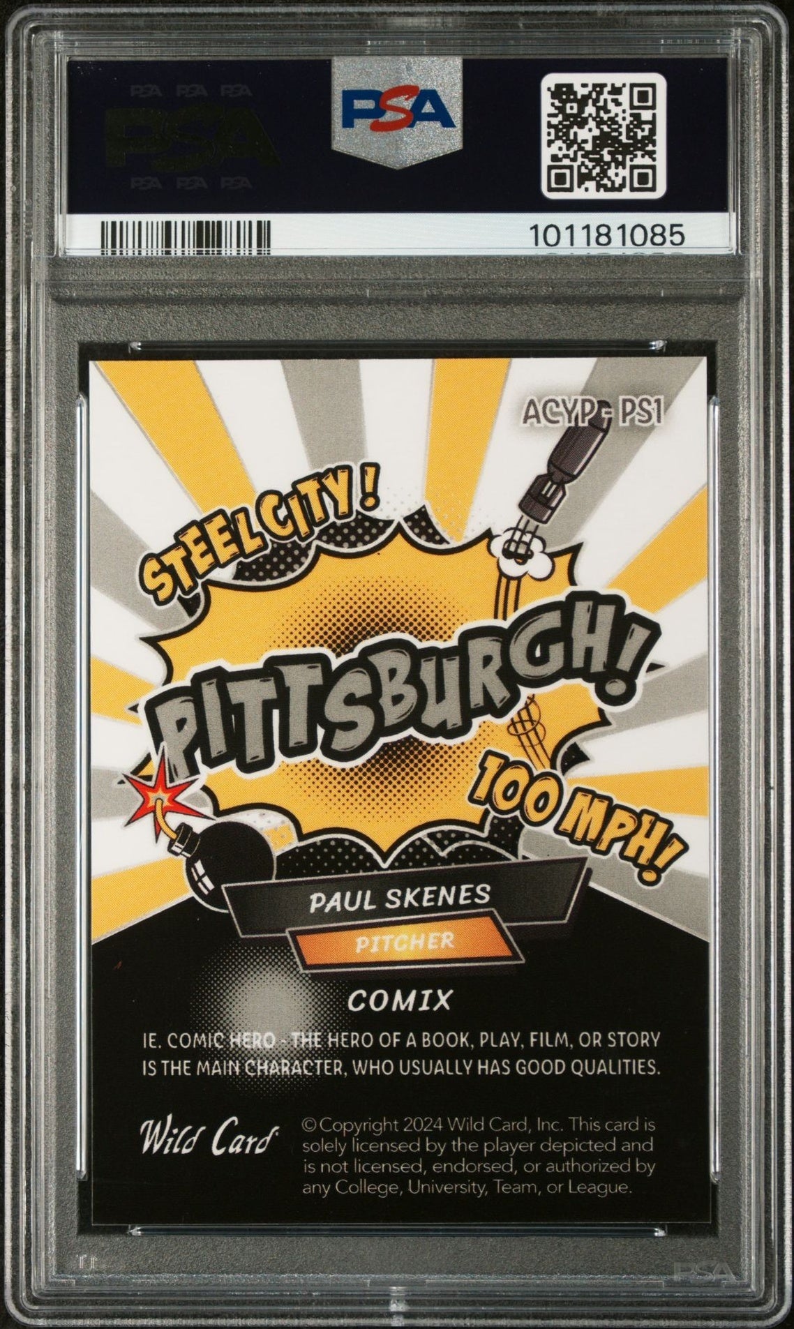 2024 Wild Card Alumination Comix Paul Skenes Edition #PS1 Paul Skenes Pit Y-Lv-Silver/Yellow PSA 10