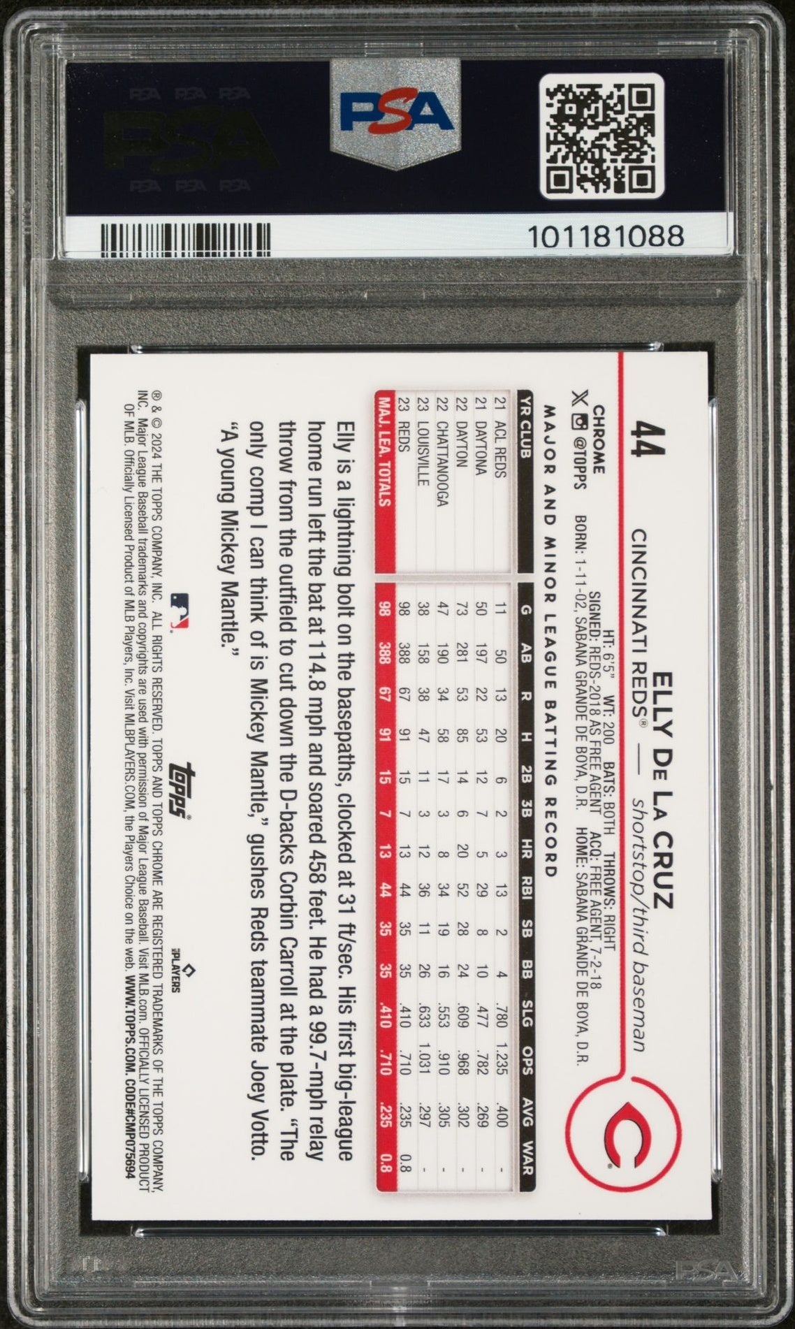 2024 Topps Chrome Elly De La Cruz #44 RC PSA 9