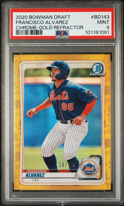 2020 Bowman Draft Francisco Alvarez #BD143 Gold Refractor /50 PSA 9