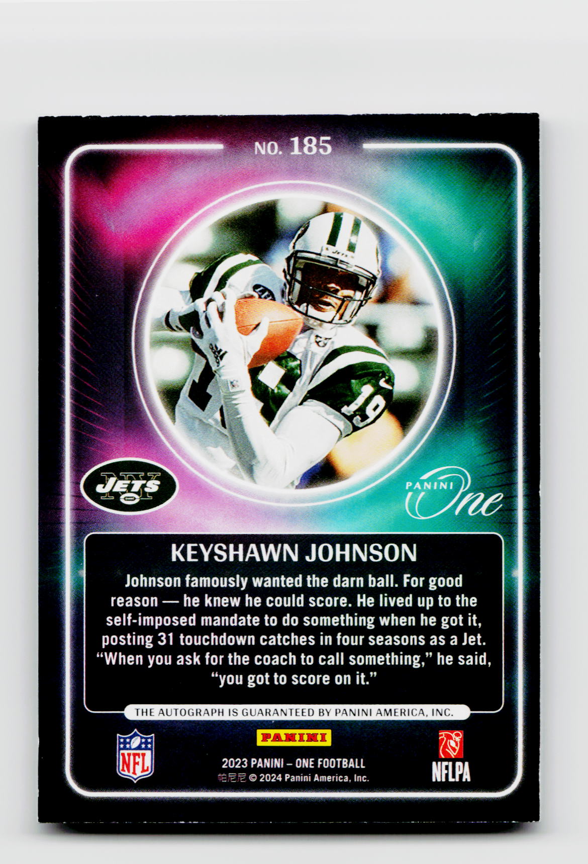 2023 Panini One Presenting #185 Keyshawn Johnson #11/25 Auto