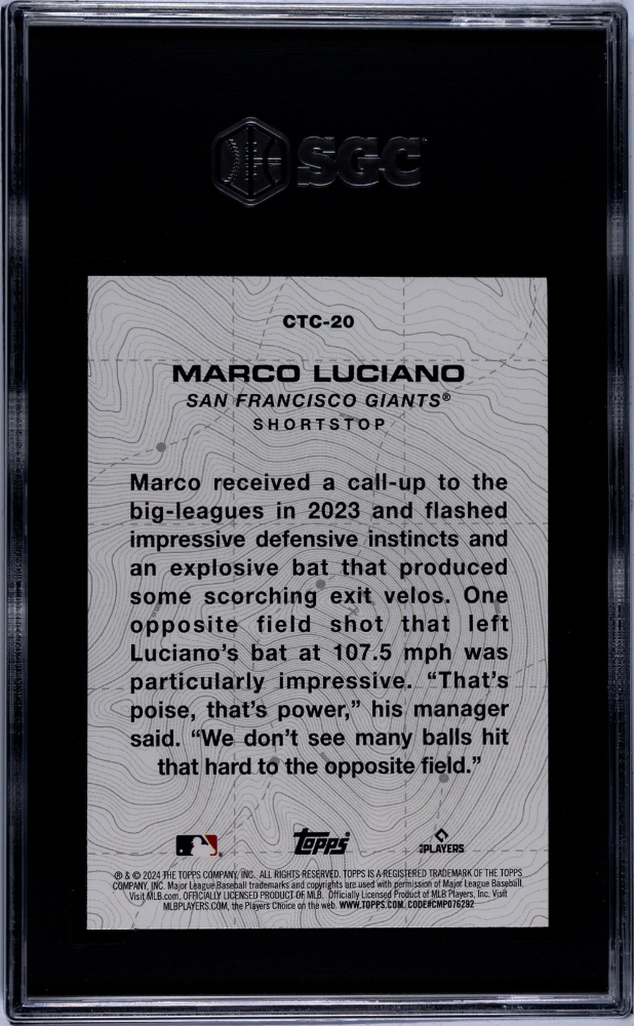 2024 Topps #CTC-20 Marco Luciano City to City SGC 10