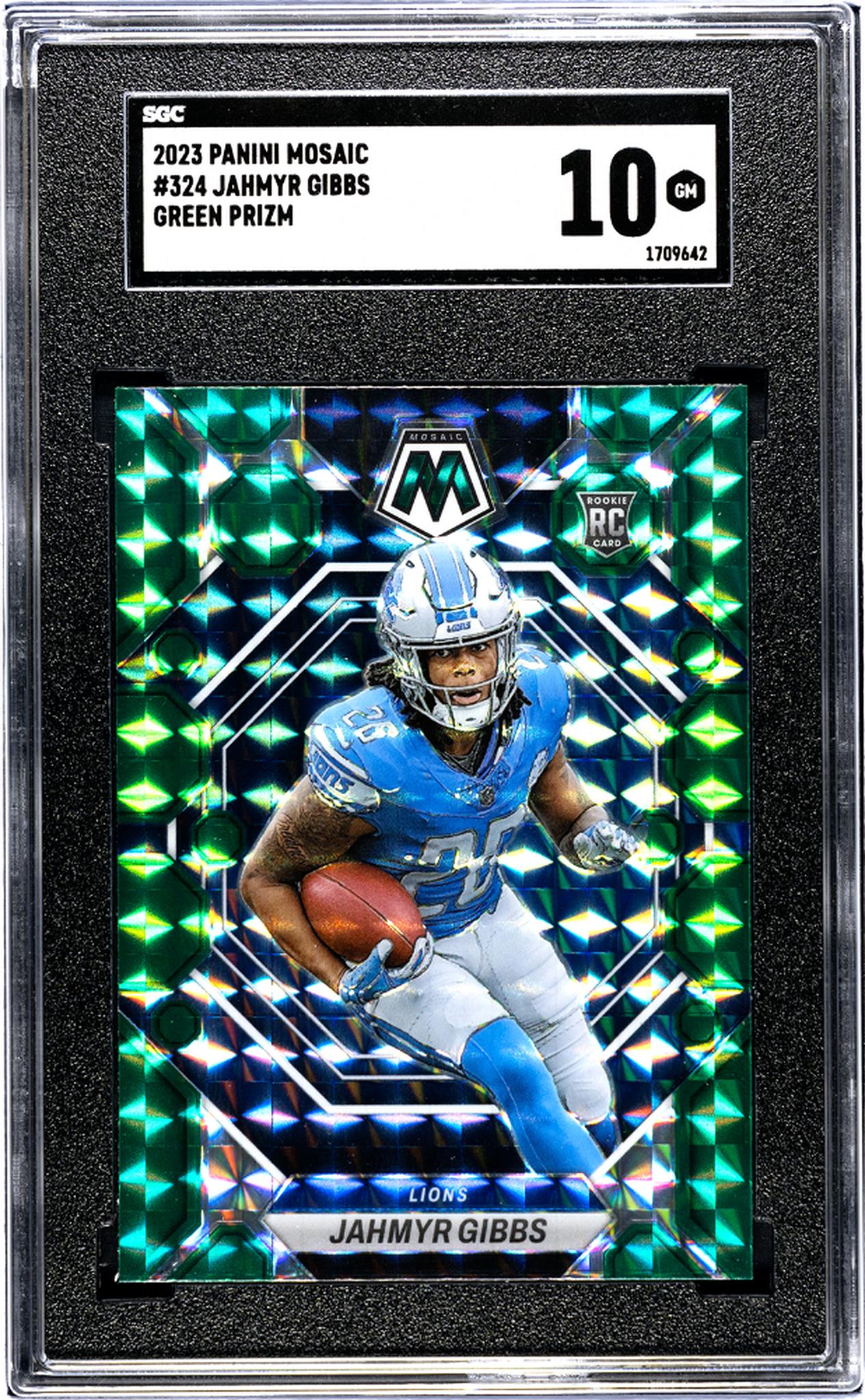 2023 Panini Mosaic #324 Jahmyr Gibbs Green Prizm SGC 10