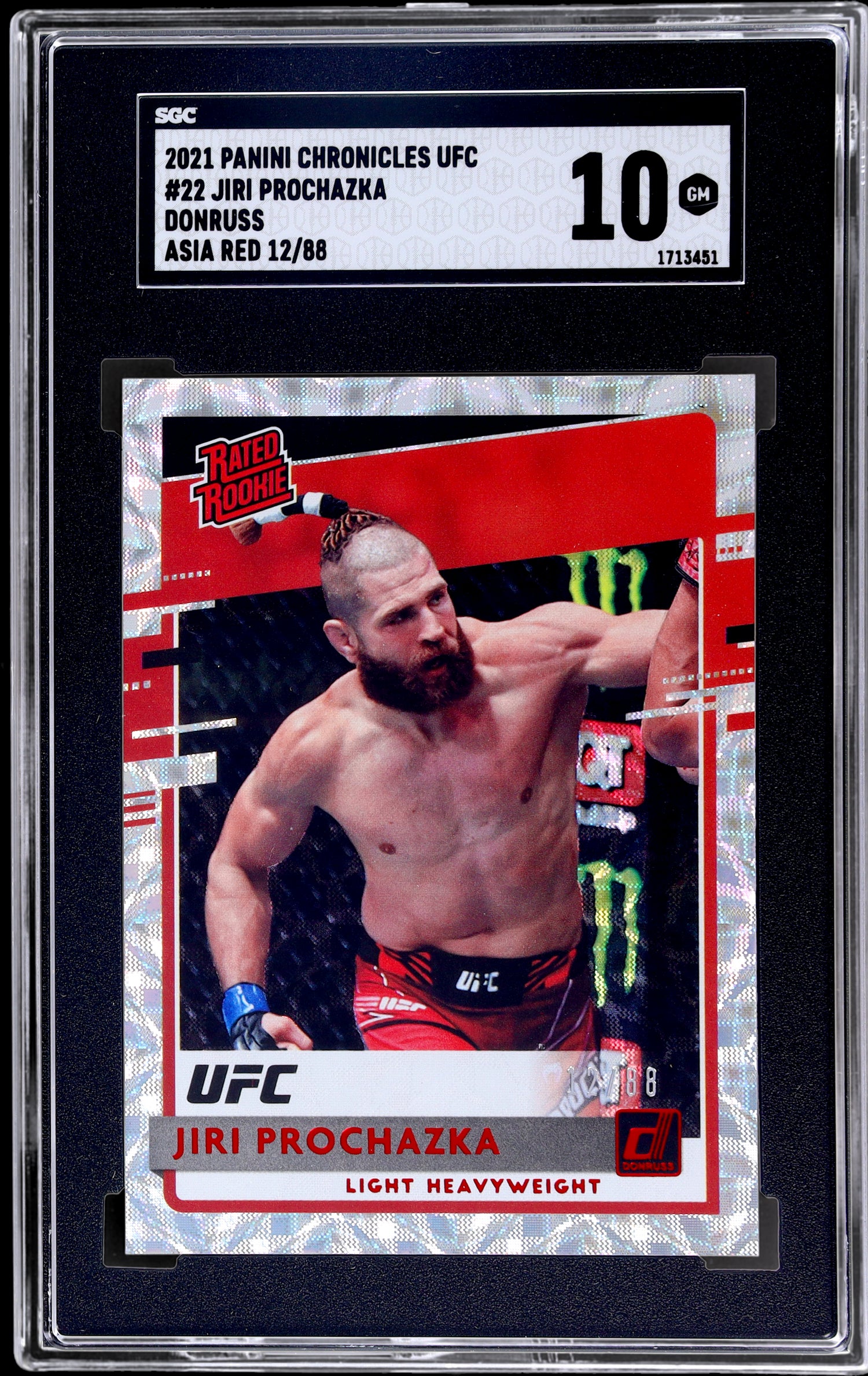 2021 Panini Donruss UFC Jiri Prochazka #22 Asia Red /88 SGC 10 RC