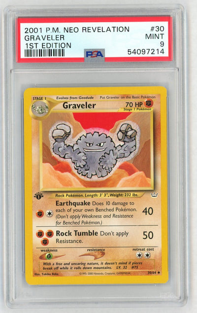 2001 Pokemon Neo Revelation 1st Edition Graveler #30 PSA 9