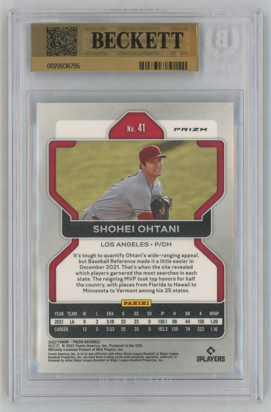 2022 Prizm #41 Shohei Ohtani White Wave BGS 9.5