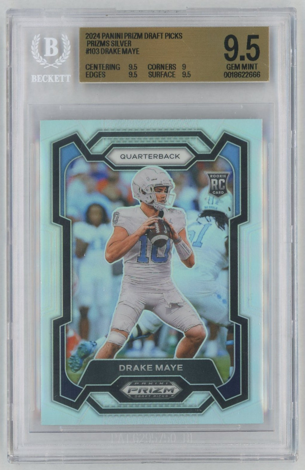 2024 Panini Prizm Draft Picks Silver Prizm Drake Maye #103 BGS 9.5