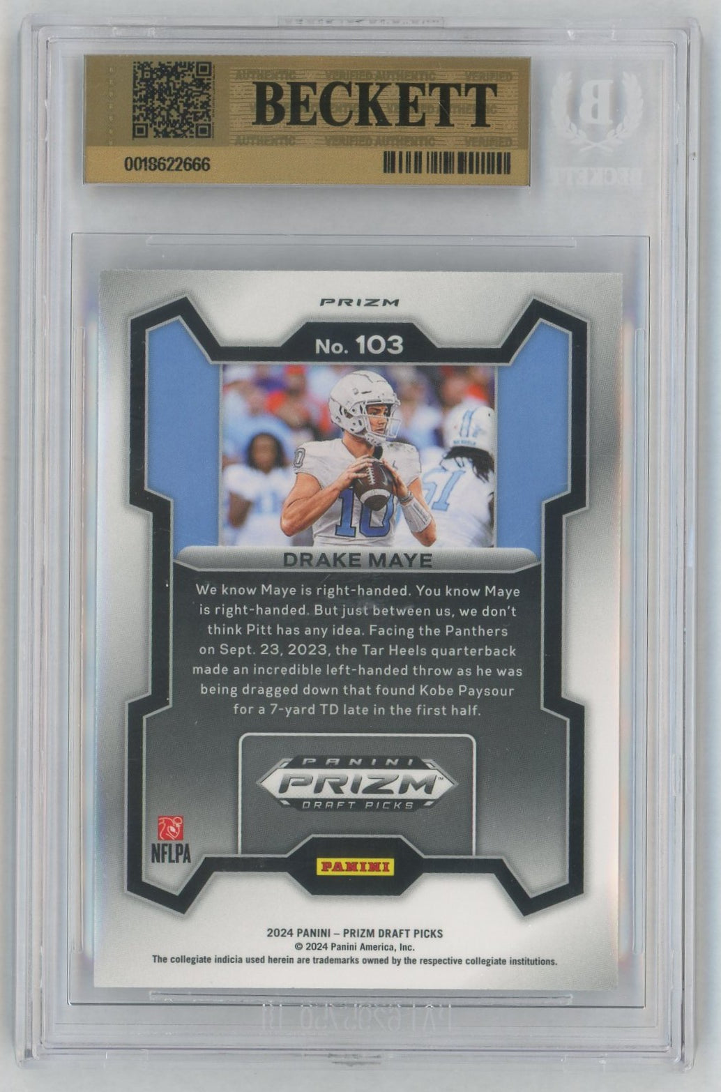 2024 Panini Prizm Draft Picks Silver Prizm Drake Maye #103 BGS 9.5
