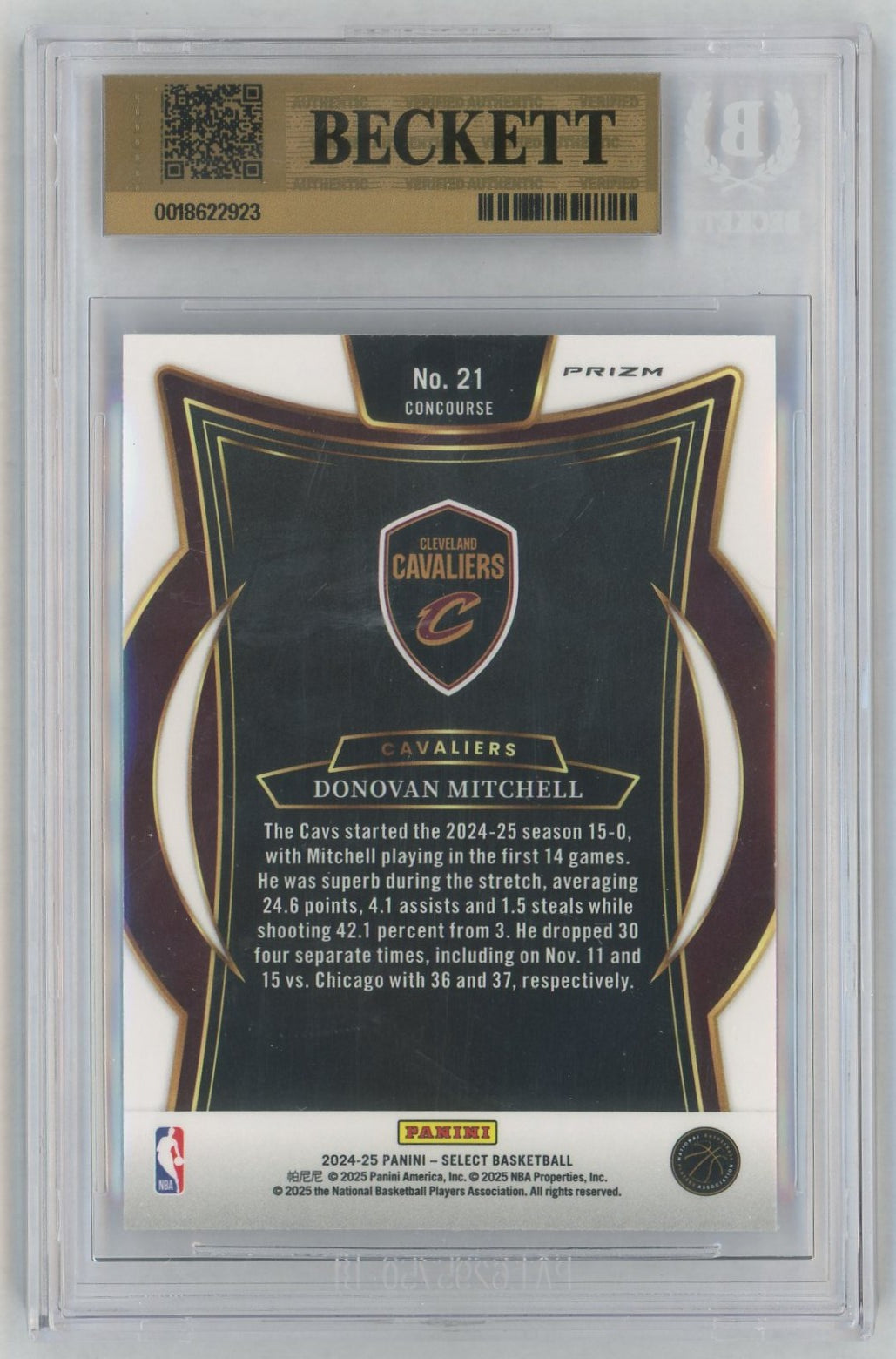 2024-25 Select #21 Donovan Mitchell Blue Cracked Ice BGS 9.5
