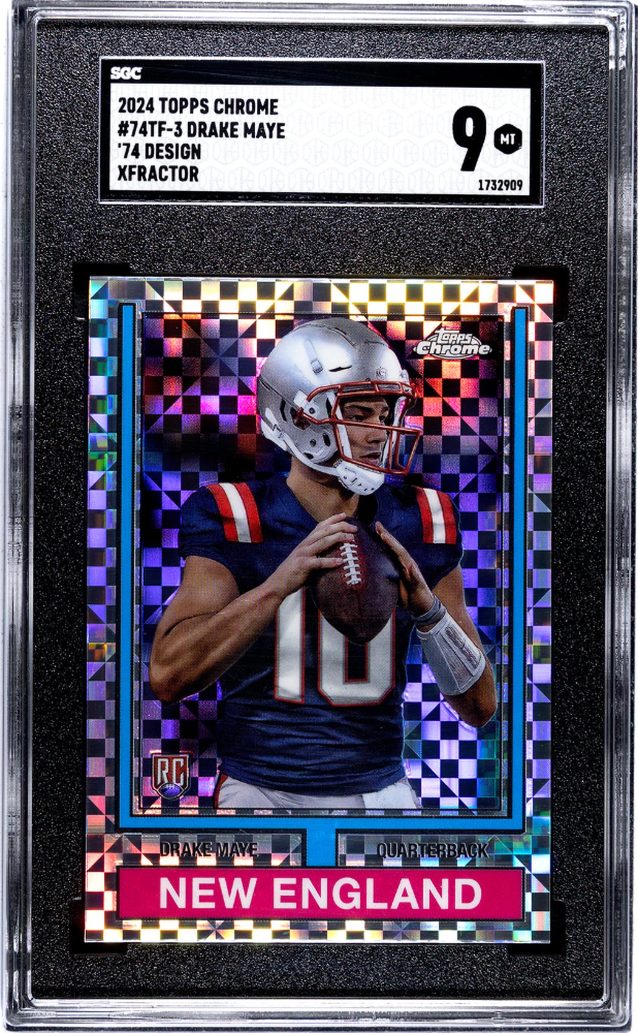 2024 Topps Chrome '74 Design Xfractor Drake Maye #74TF-3 RC SGC 9