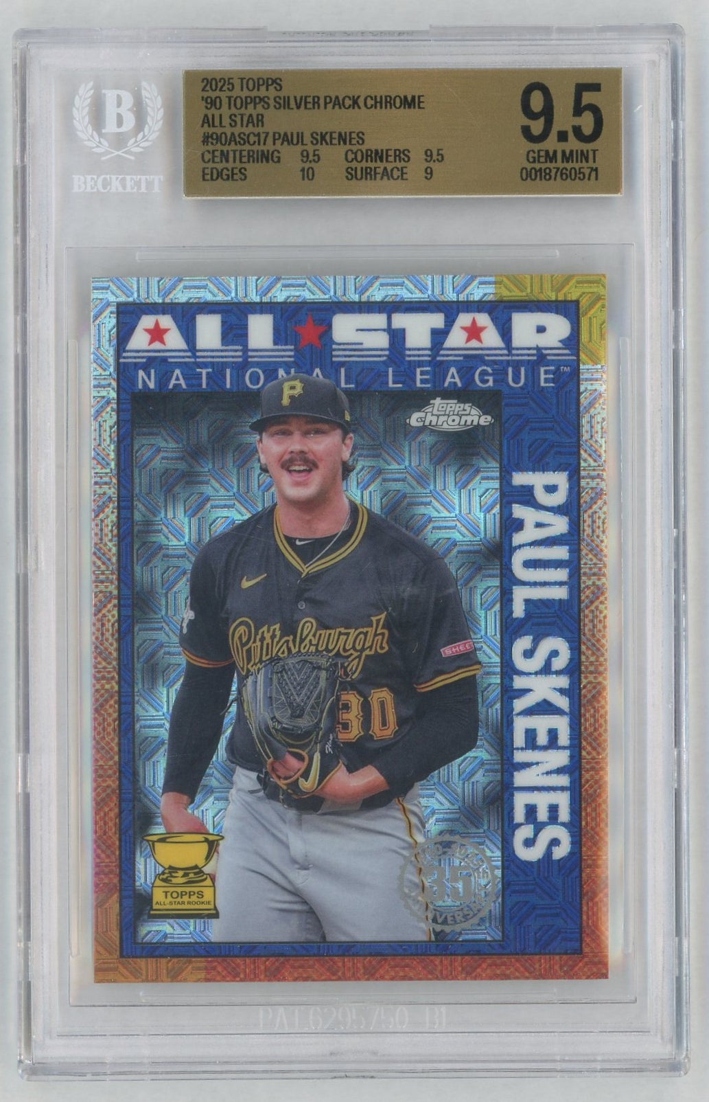 2025 Topps Chrome #90ASC-17 Paul Skenes 1990 Silver Pack Mojo All-Star BGS 9.5