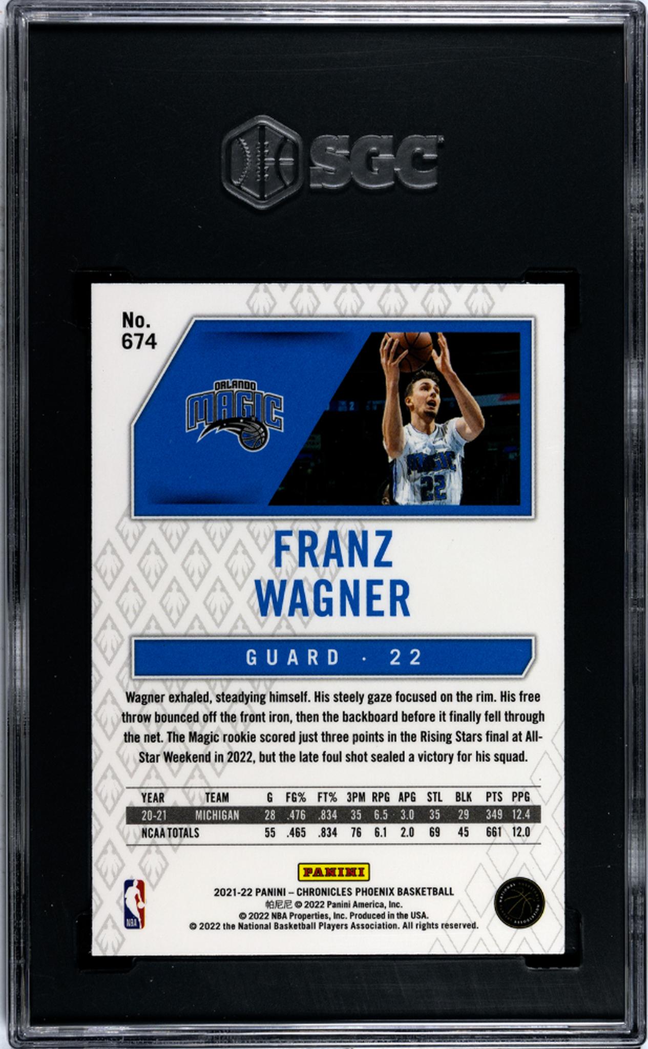 2021-22 Panini Chronicles #674 Franz Wagner Phoenix SGC 10