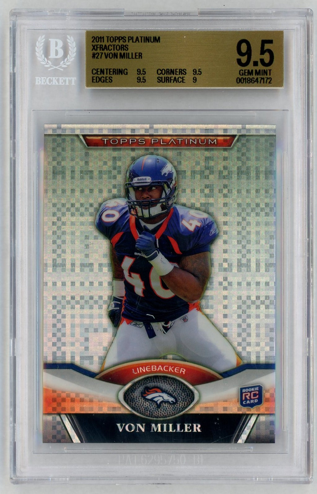 2011 Topps Platinum #27 Von Miller Rookie RC XFractor BGS 9.5