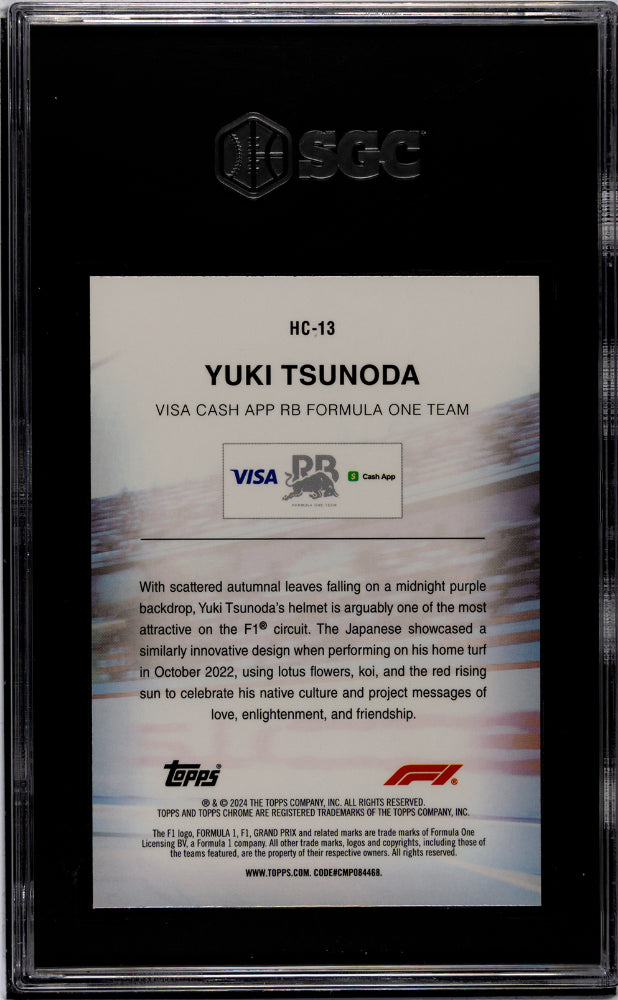 2024 Topps Chrome #HC-13 Yuki Tsunoda Helmet Collection SGC 10