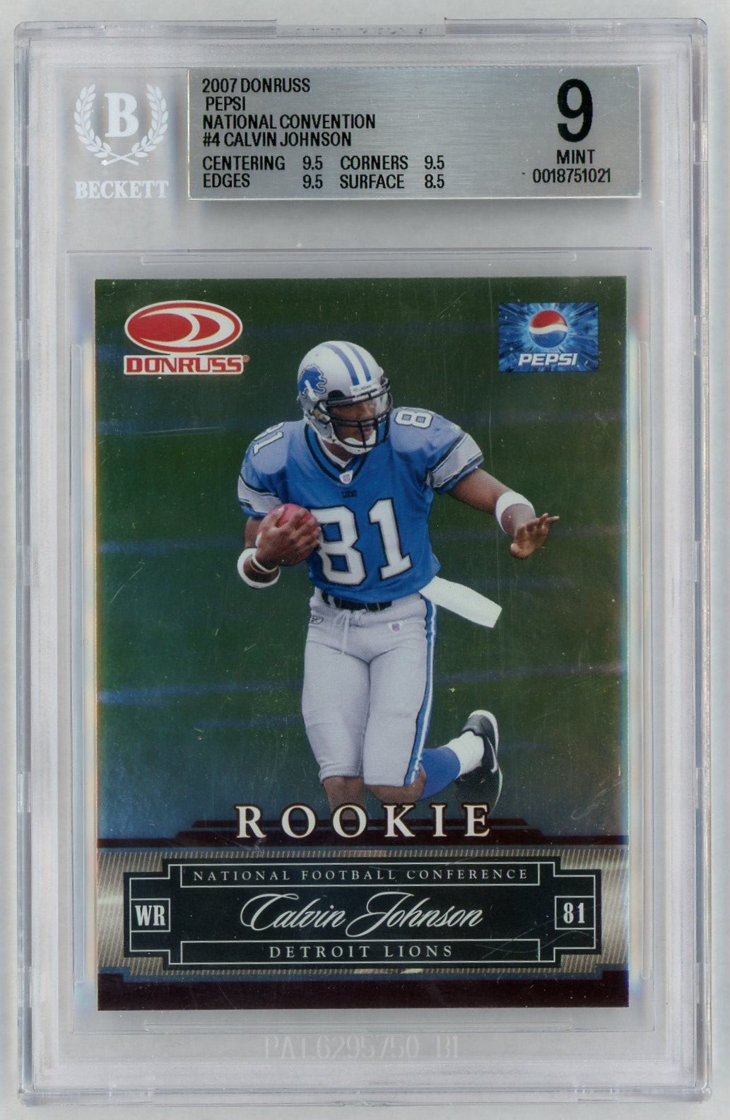 2007 Donruss Calvin Johnson Pepsi Rookie RC National Convention #4 BGS 9