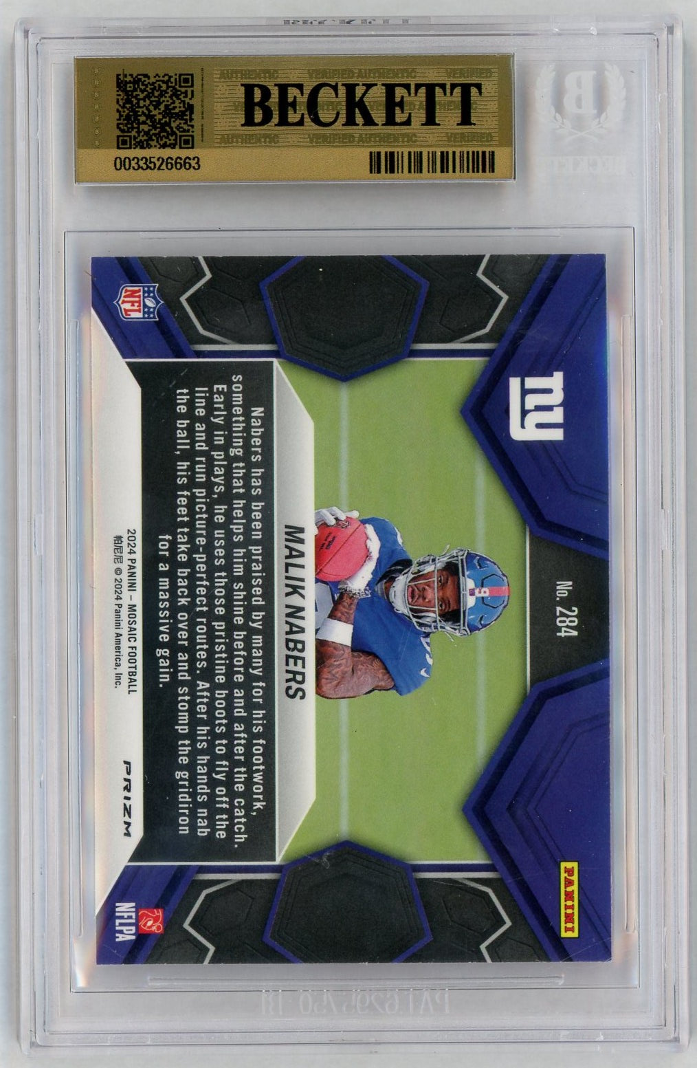 2024 Mosaic #284 Malik Nabers Rookie RC Debut Pink Camo BGS 9.5