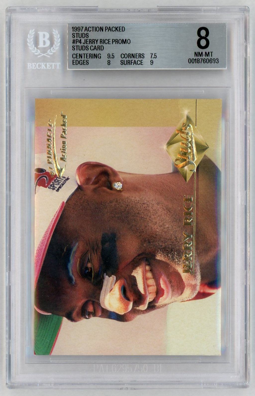 1997 Pinnacle Action Packed #P4 Jerry Rice Studs /1500 BGS 8