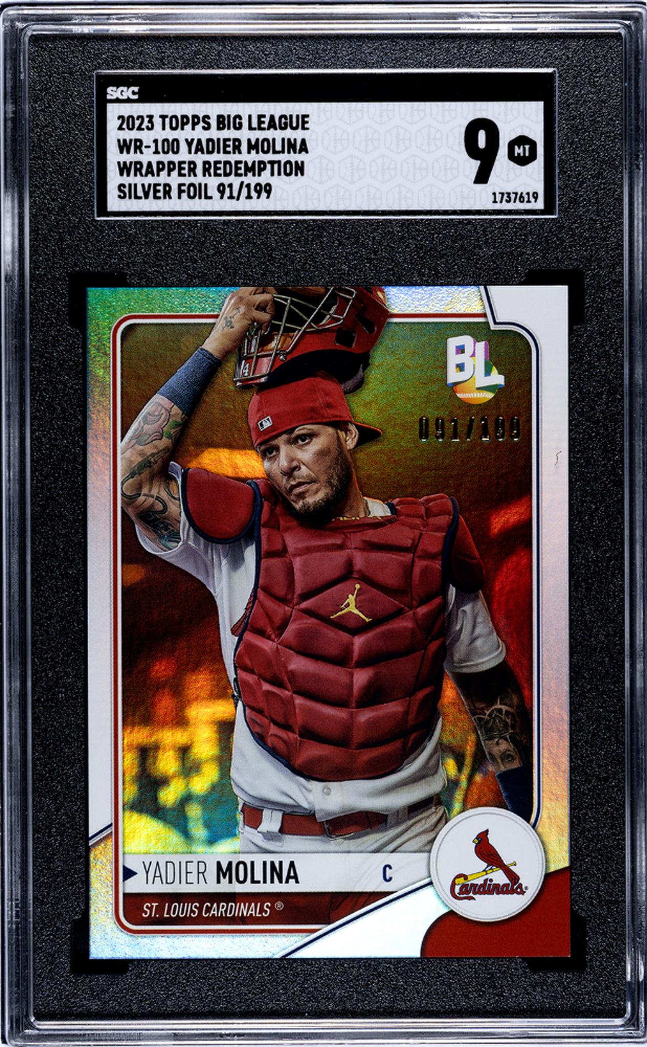 2023 Big League #WR-100 Yadier Molina Wrapper Redemption /199 SGC 9