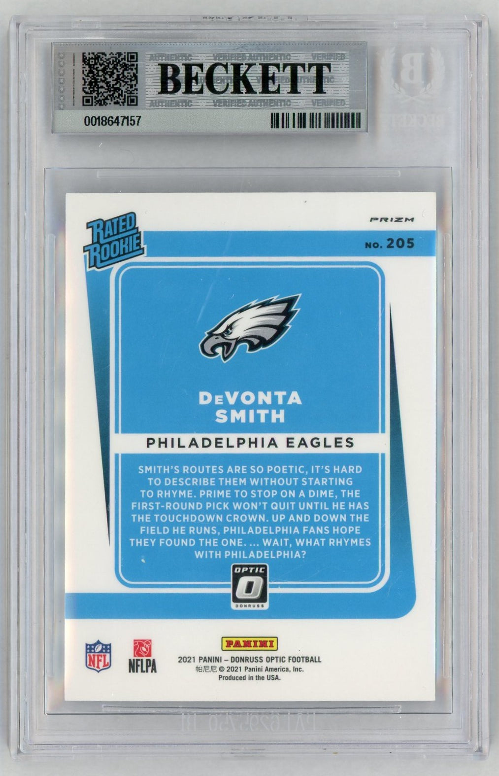 2021 Donruss Optic #205 DeVonta Smith Rated Rookie RC Holo BGS 9