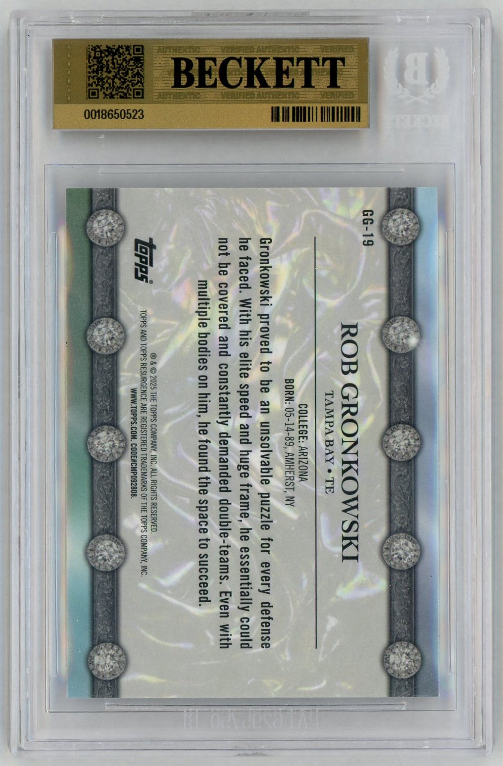 2024 Topps Resurgence #GG19 Rob Gronkowski Glimmer & Gleam BGS 9.5
