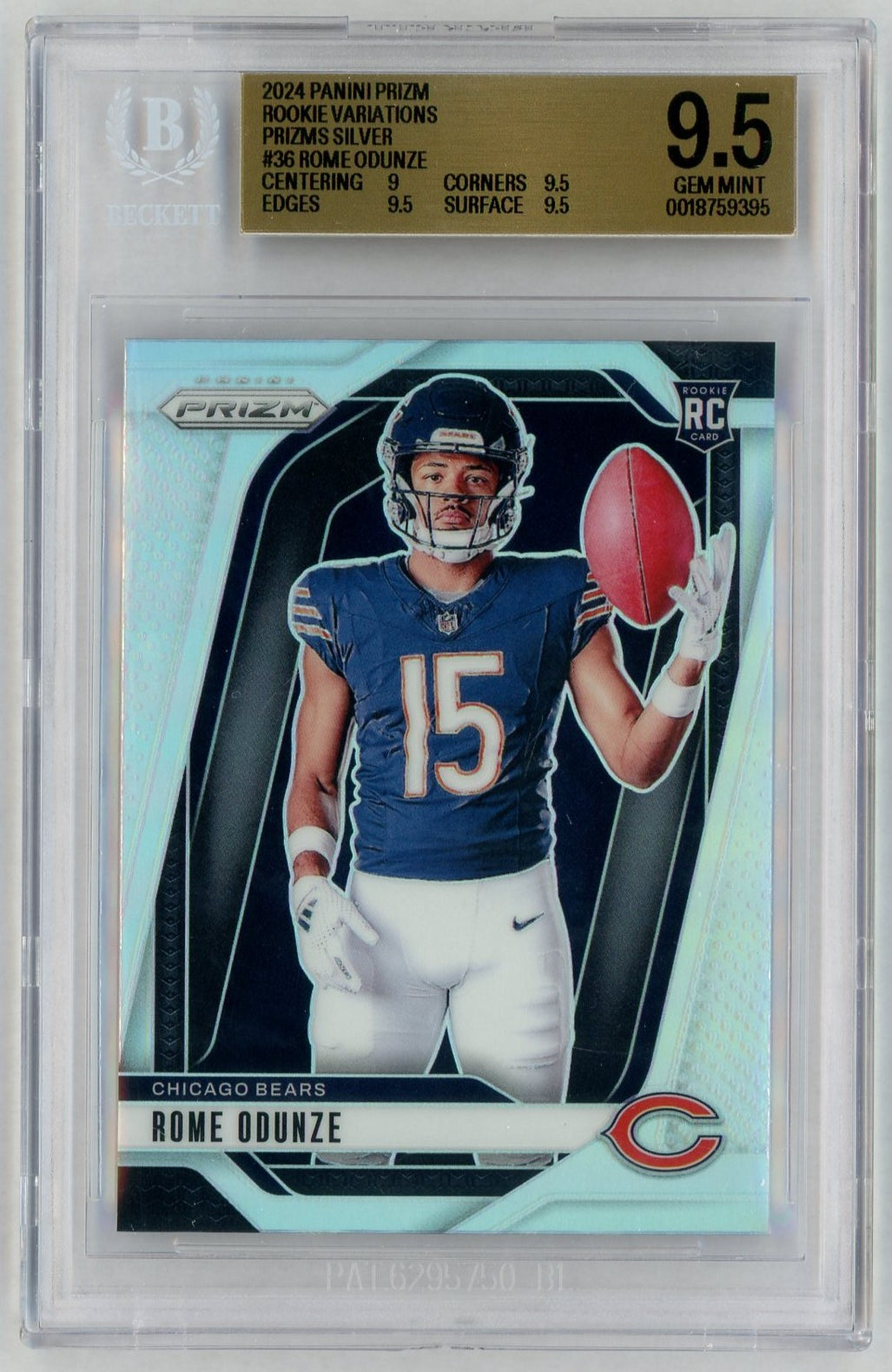 2024 Panini Prizm Silver Prizm Rome Odunze #36 BGS 9.5