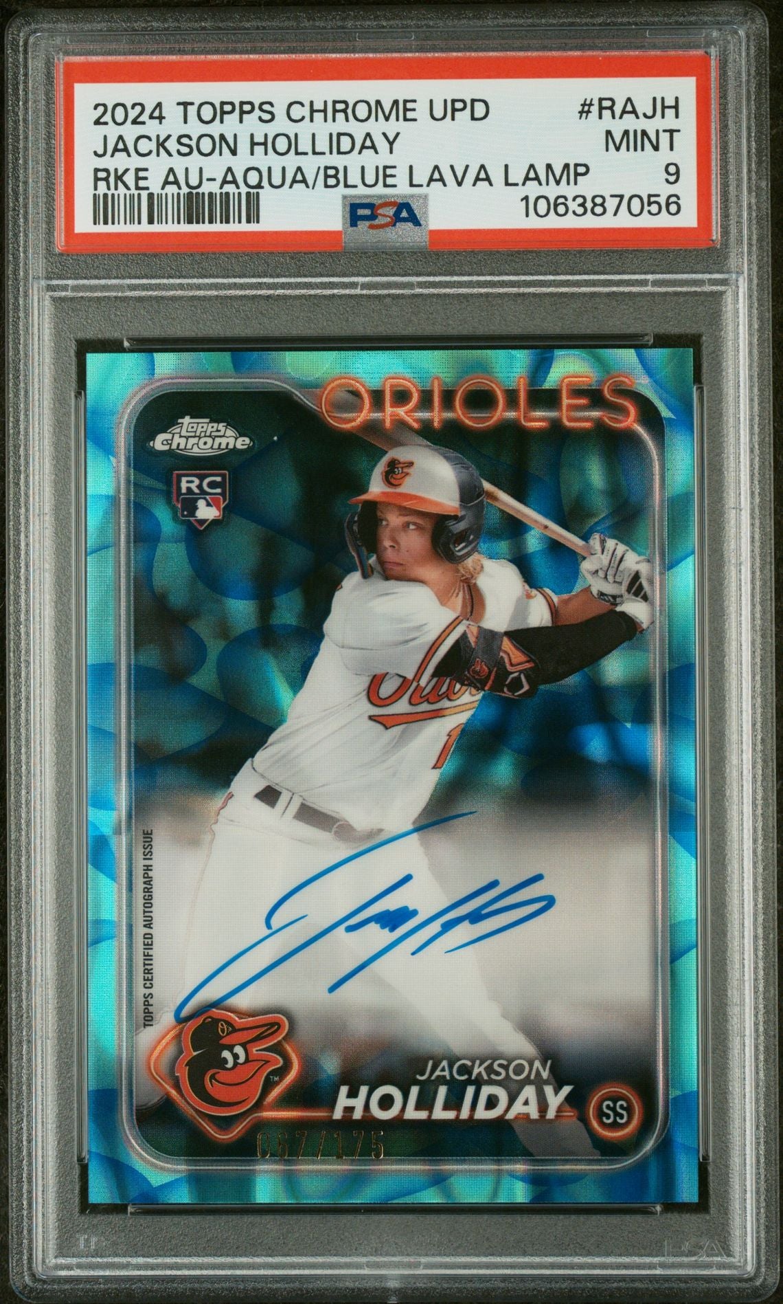 2024 Topps Chrome Aqua Blue Jackson Holliday #RAJH RC Auto /199 PSA 9