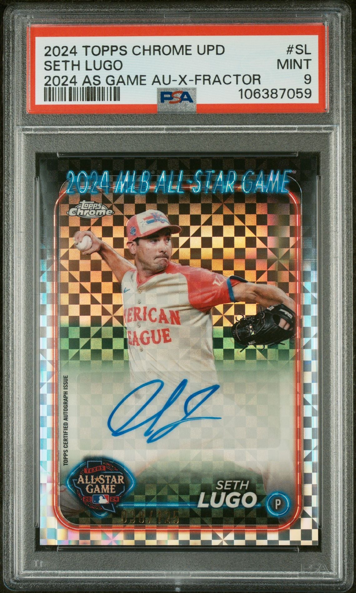 2024 Topps Chrome All-Star Game X-Fractor Seth Lugo #SL /125 PSA 9