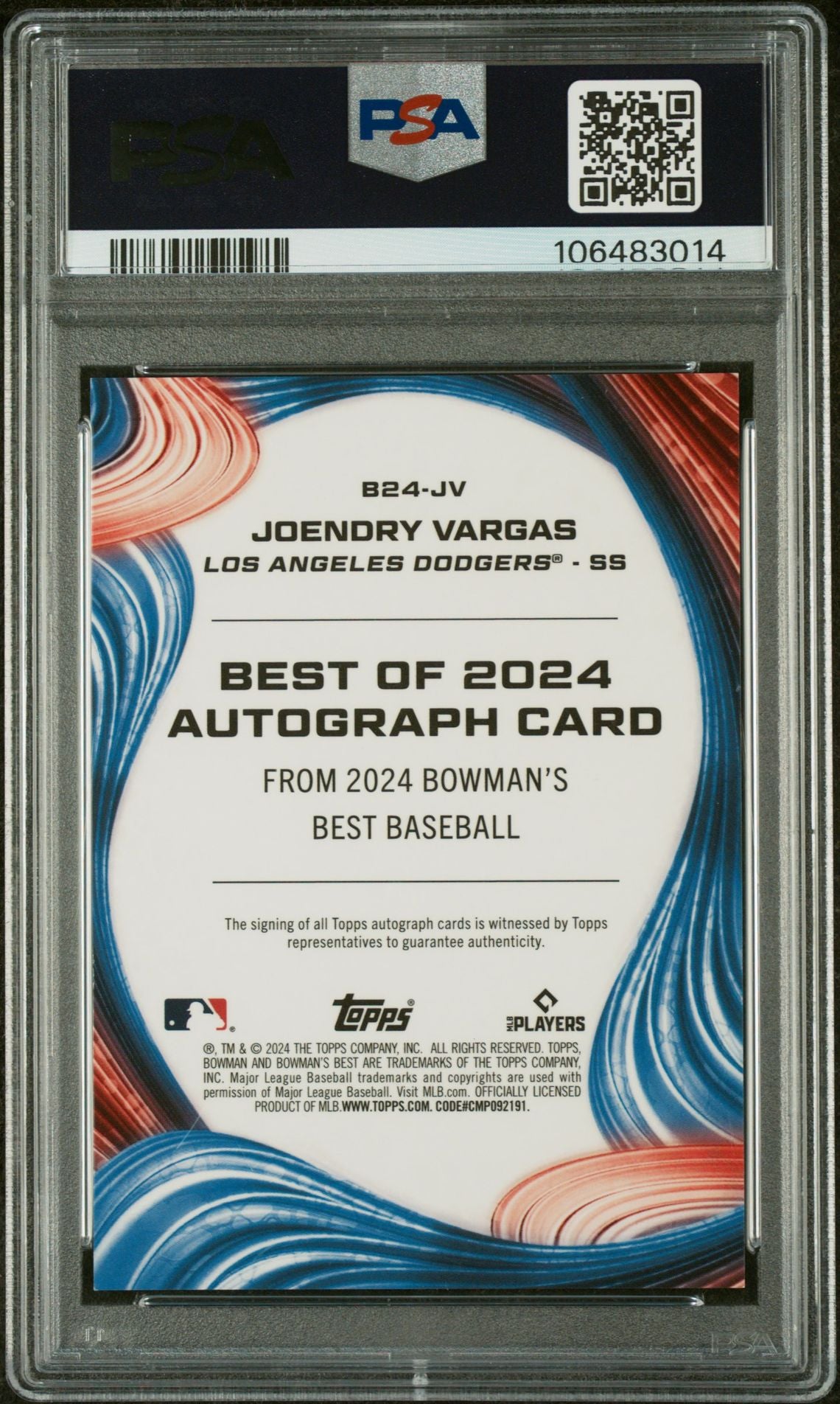 2024 Bowman's Best Gold Refractor Joendry Vargas #B24JV Auto /50 PSA 10