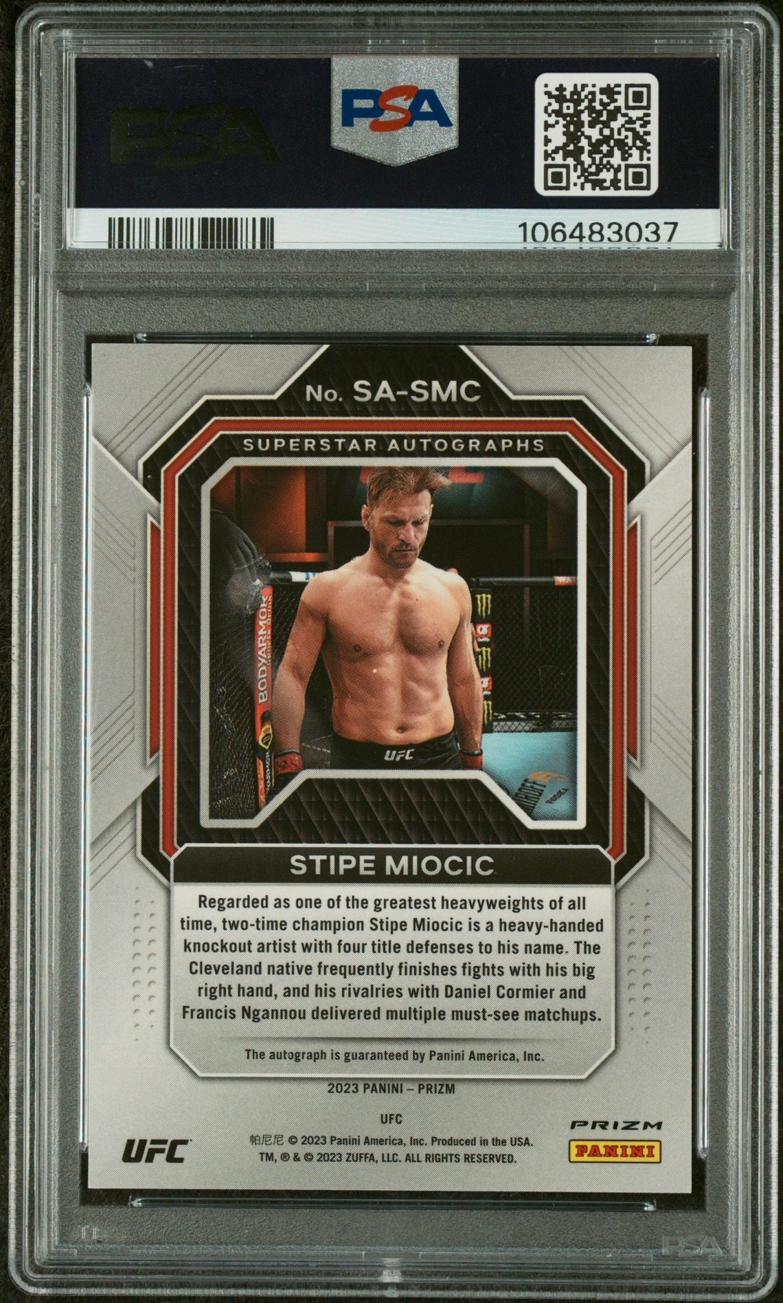 2023 Panini Prizm Superstar Undercard Stipe Miocic #SASMC Auto PSA 9