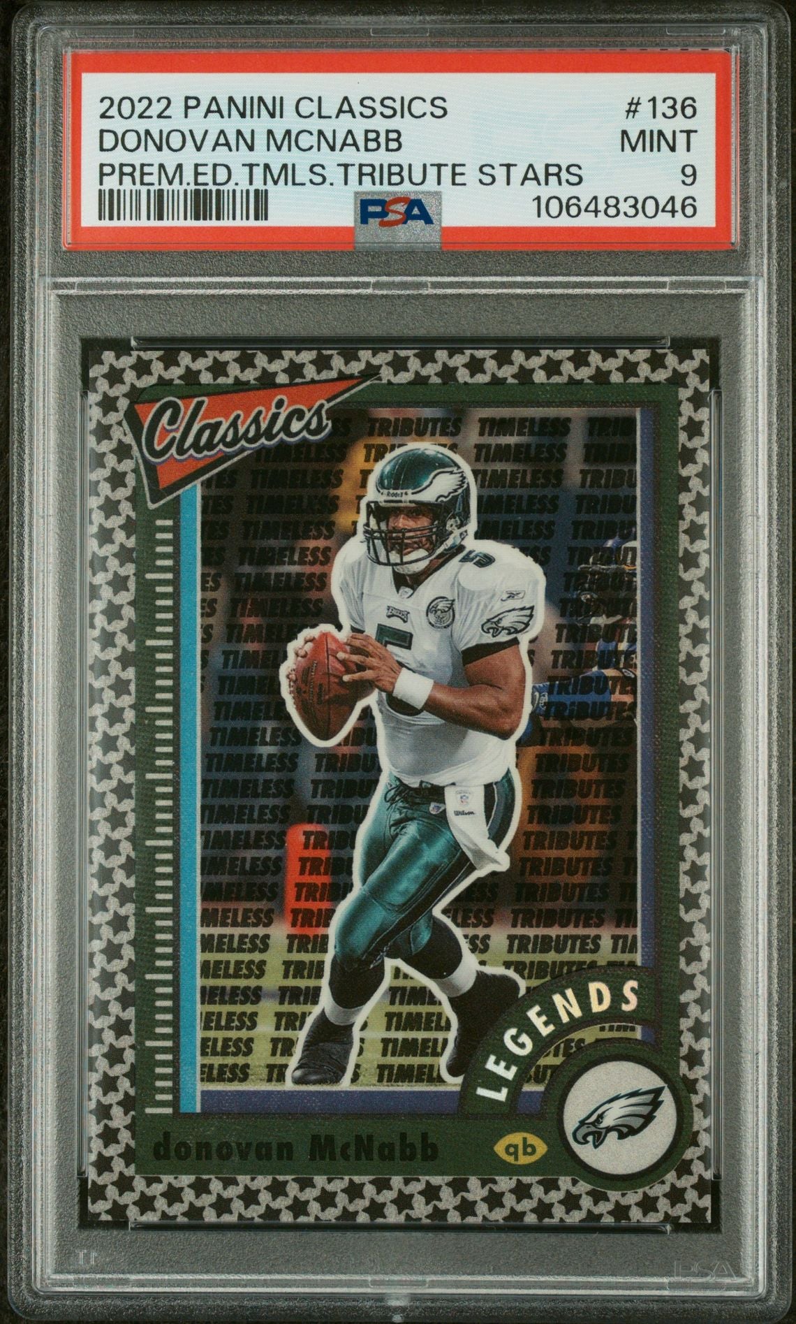 2022 Panini Classics #136 Donovan Mcnabb Premium Edition Timeless Tributes Stars PSA 9