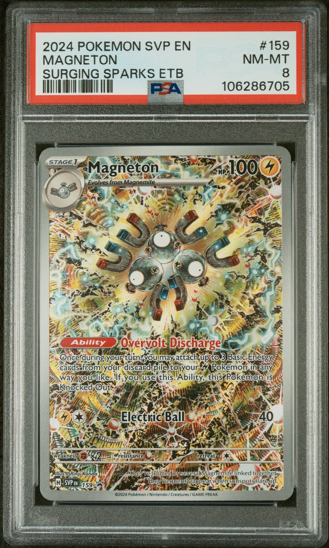 2024 Pokemon SVP Magneton Surging Sparks #159 PSA 8