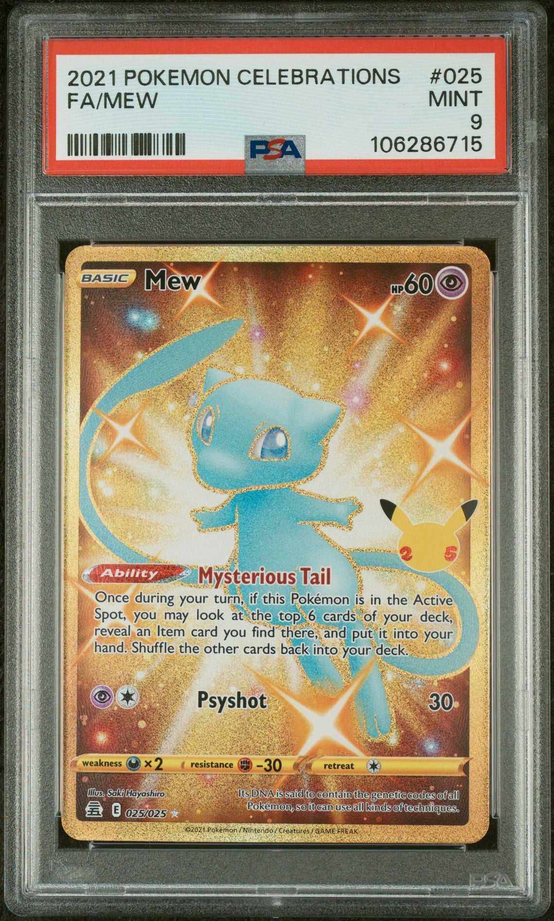2021 Pokemon Celebrations Mew #025 FA PSA 9