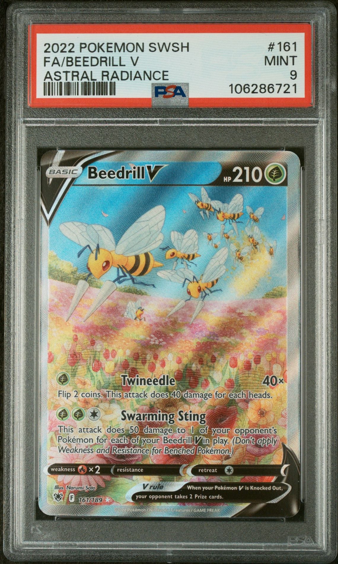 2022 Pokemon Sword and Shield Astral Radiance #161 Beedrill V PSA 9