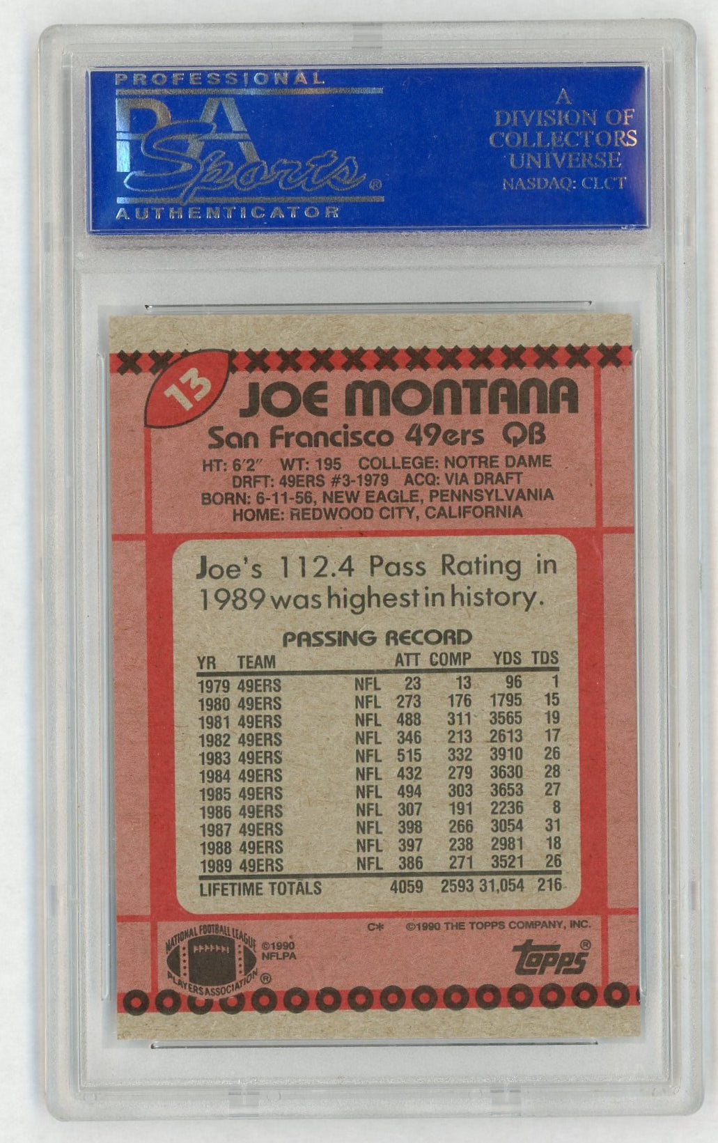1990 Topps Joe Montana #13 PSA 9