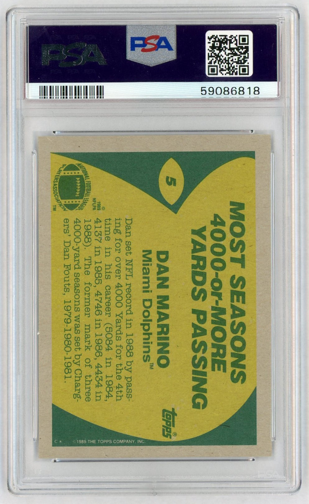 1989 Topps Dan Marino #5 PSA 8