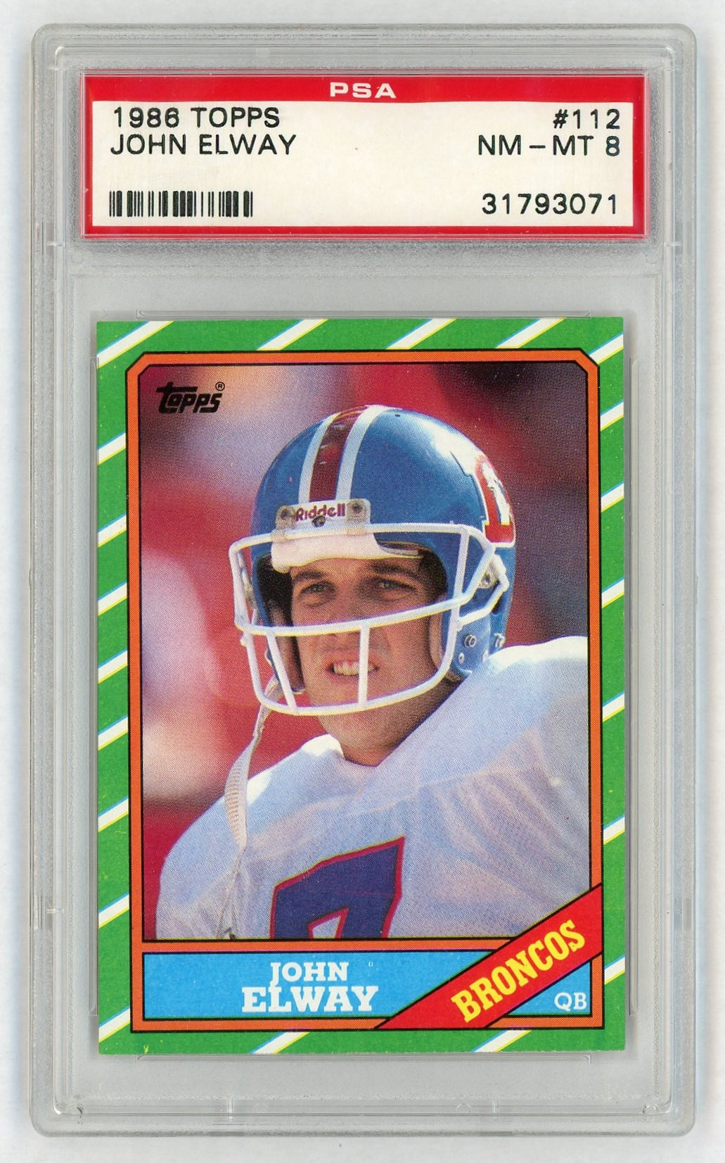 1986 Topps John Elway #112 PSA 8
