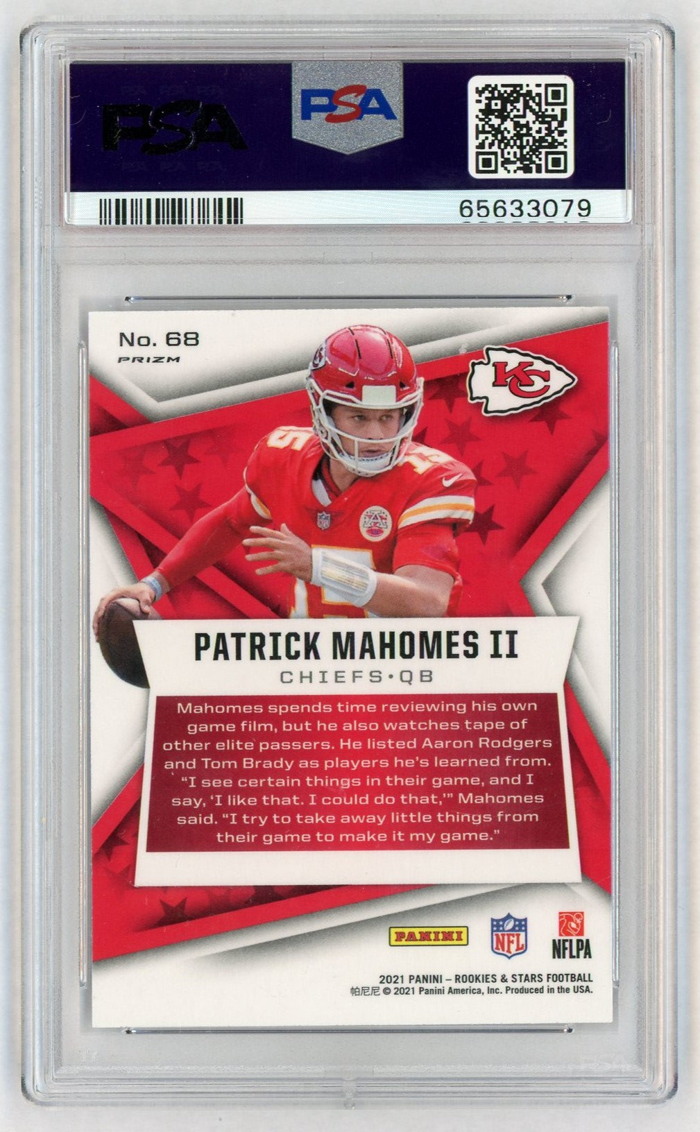2021 Rookies and Stars Pulsar Prizm Patrick Mahomes II #68 PSA 10