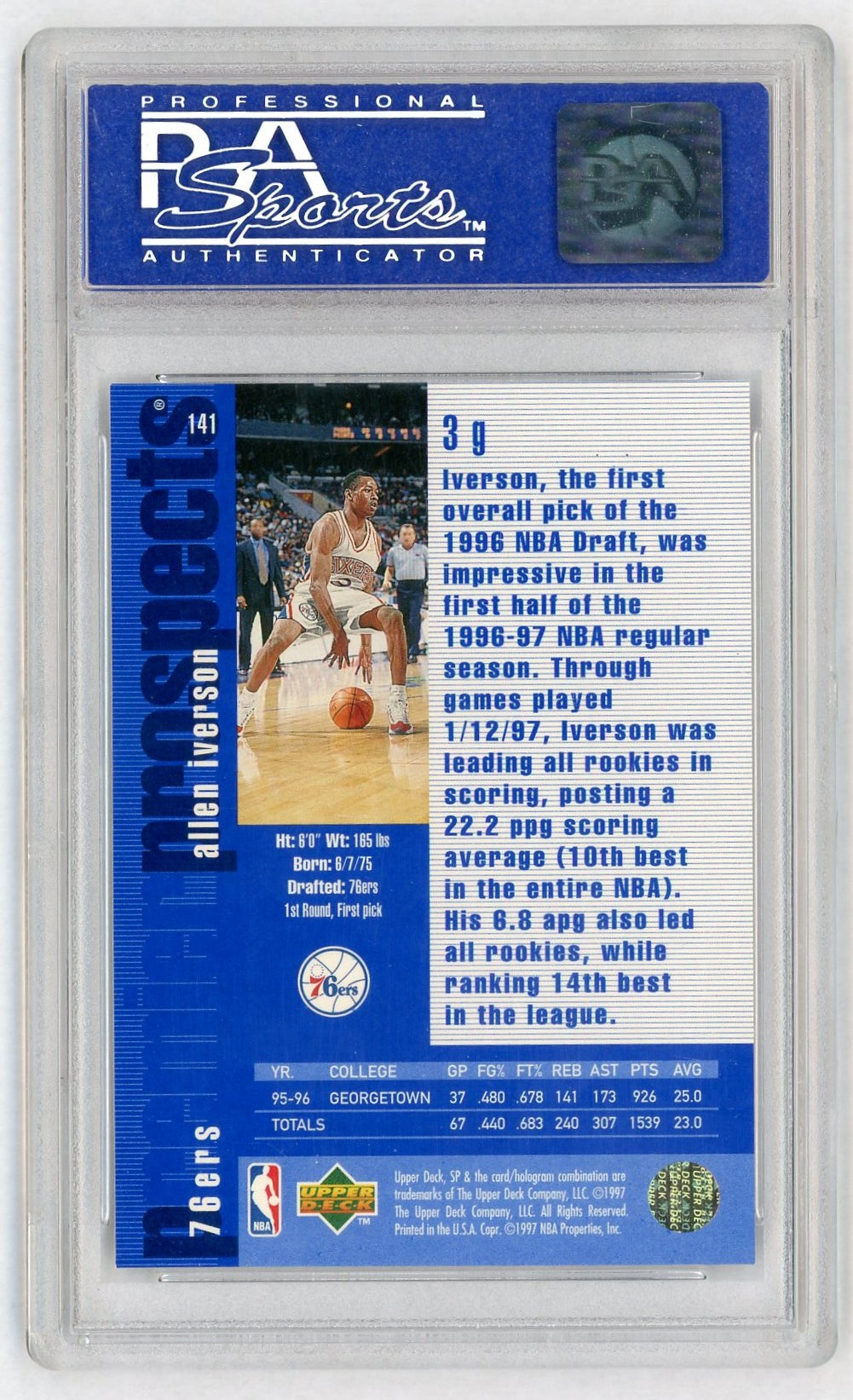 1996 SP Allen Iverson #141 PSA 9