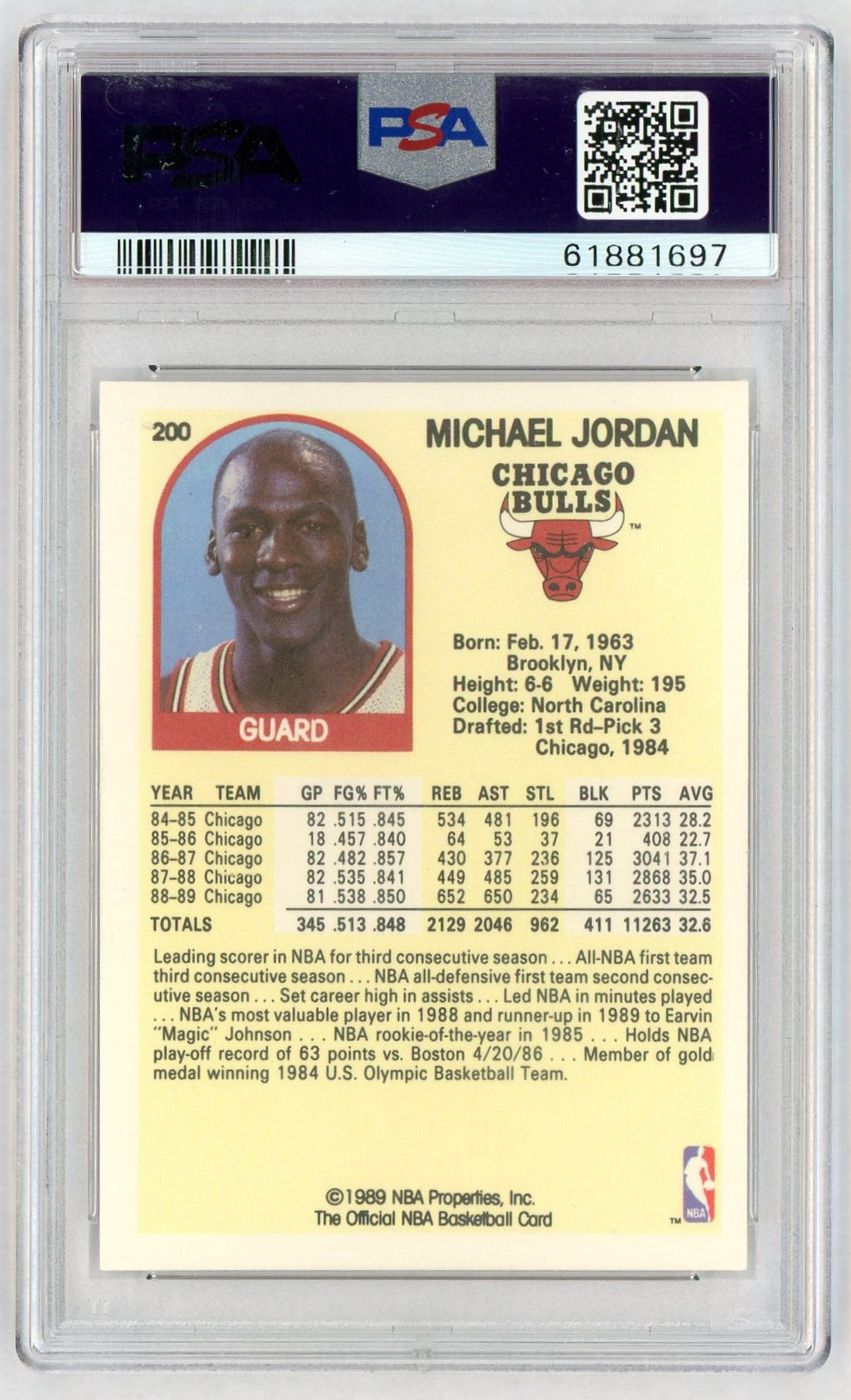 1989 Hoops Michael Jordan #200 PSA 8