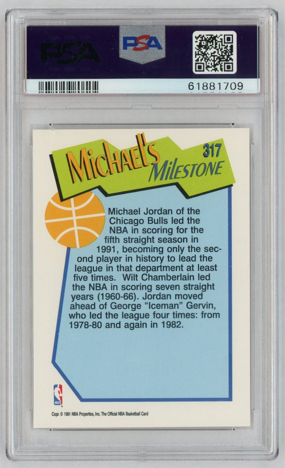 1991 Hoops Michael Jordan #317 PSA 8