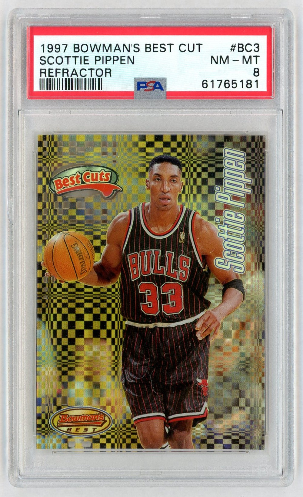 1997 Bowman's Best Best Cuts Refractor Scottie Pippen #BC3 PSA 8