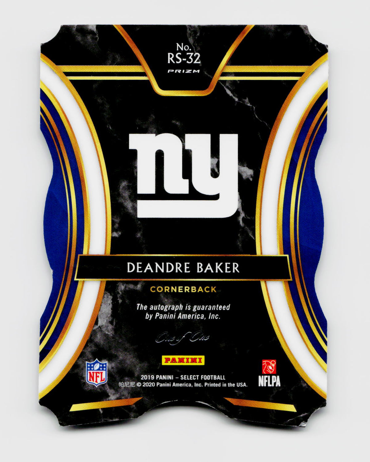 2019 Select #RS-32 Deandre Baker Black Finite Die-Cut Rookie RC 1/1