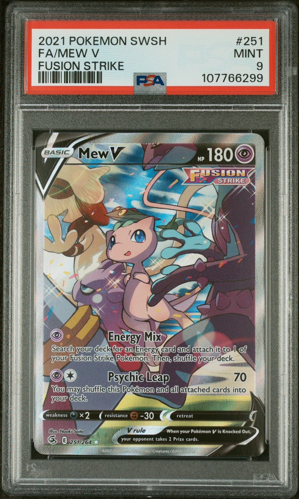 2021 Pokemon SWSH Fusion Strike Mew V #251 PSA 9