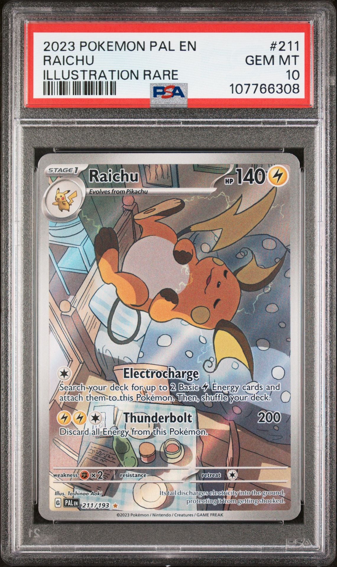 2023 Pokemon Scarlet and Violet Paldea Evolved #211 Raichu Illustration Rare PSA 10