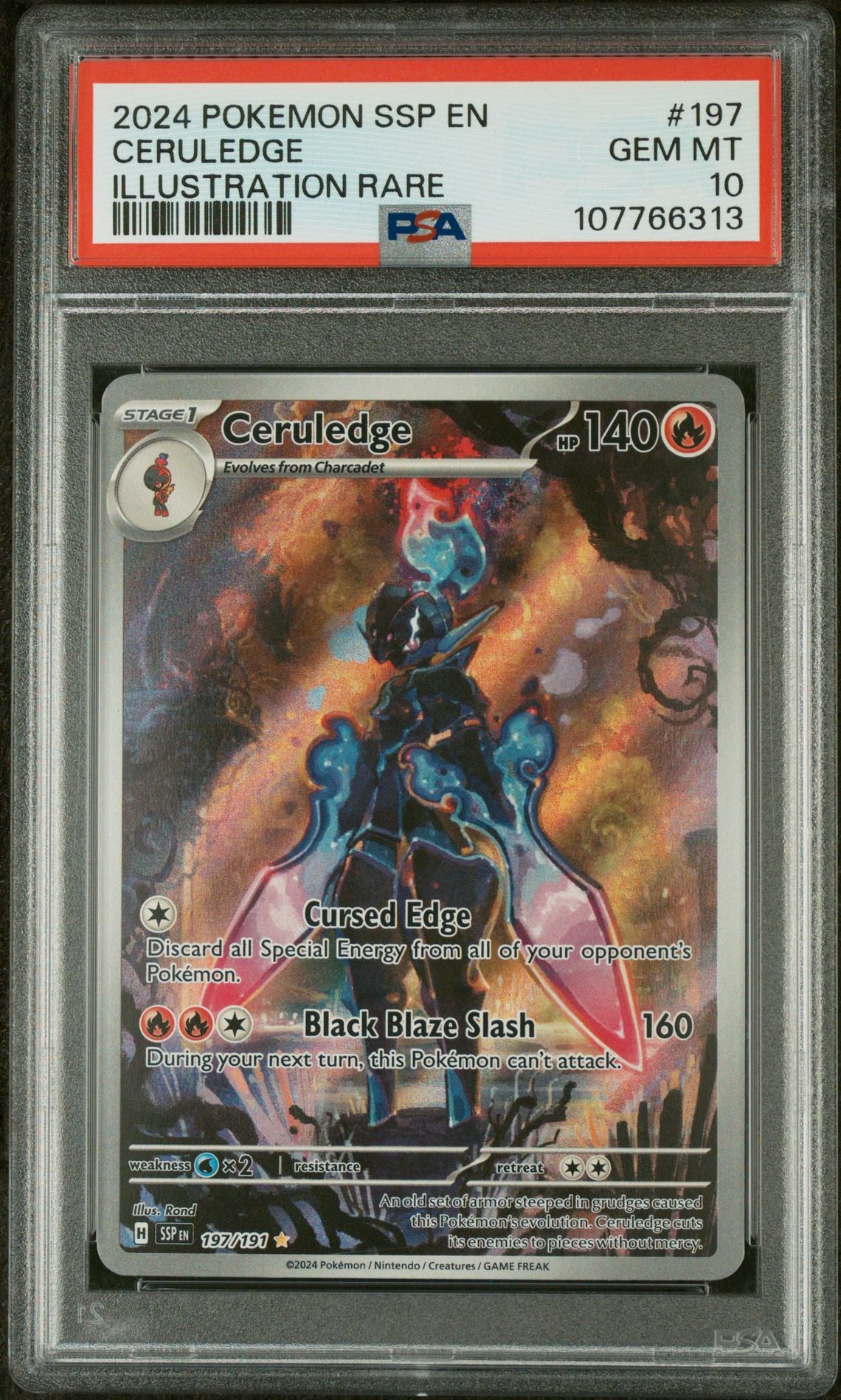 2024 Pokemon Surging Sparks #197 Ceruledge Illustration Rare PSA 10