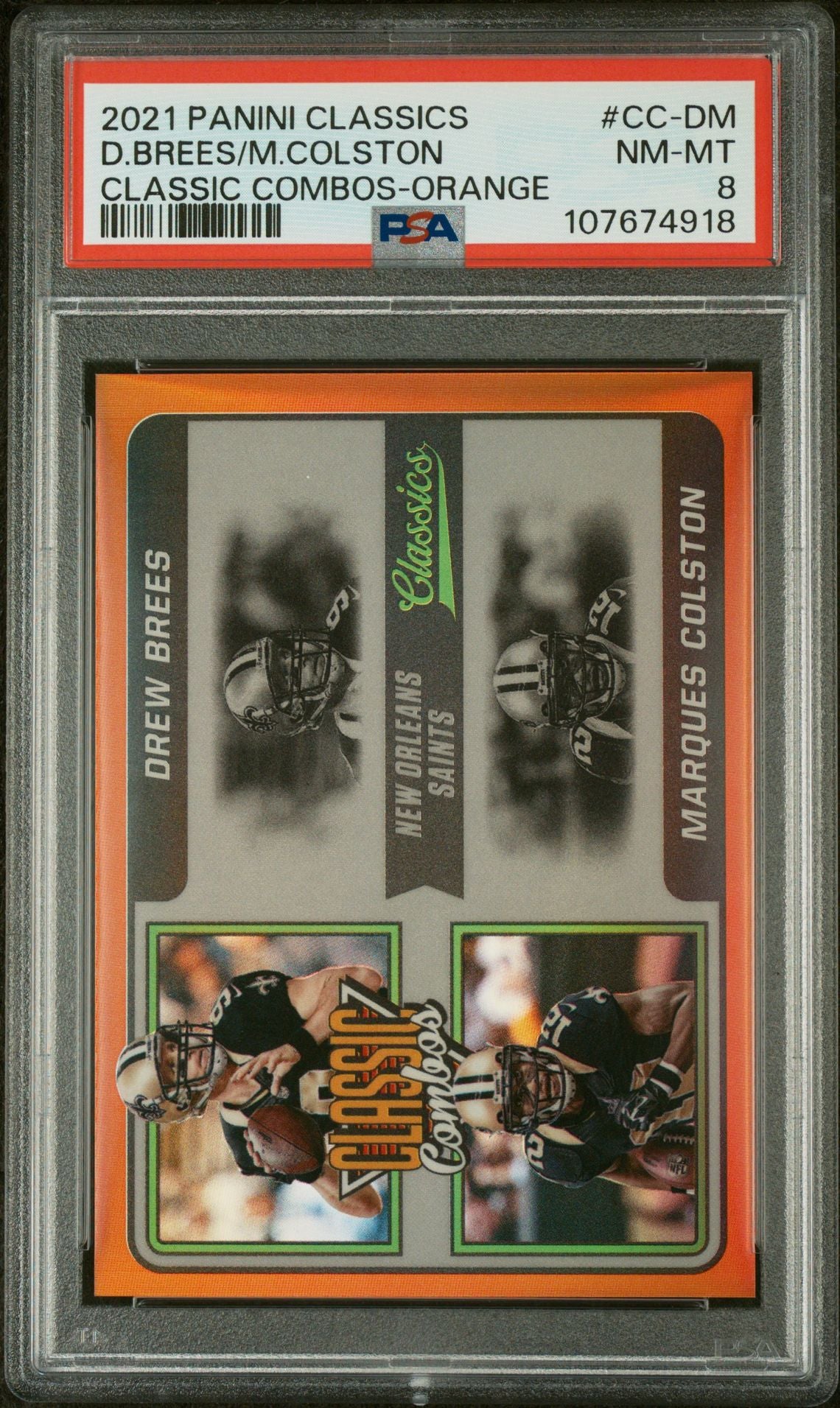 2021 Panini Classics Classic Combos Orange Brees Colston #CC-DM /10 PSA 8