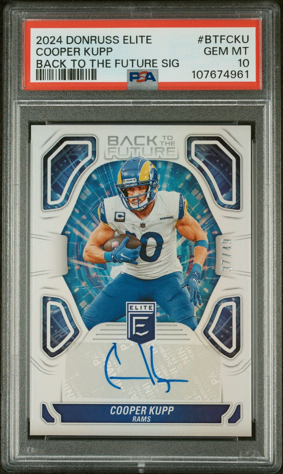 2024 Donruss Elite Back to the Future Sig Cooper Kupp #BTFCKU /49 PSA 10 Auto